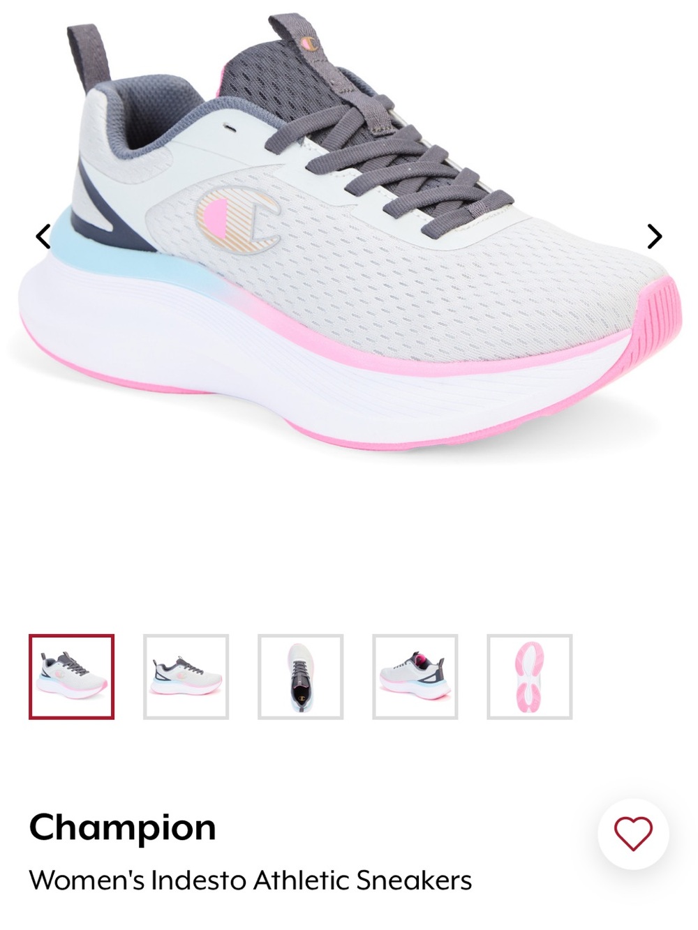 Champion Women's Indesto Athletic Sneakers - White, Pink, Light Blue, Gray